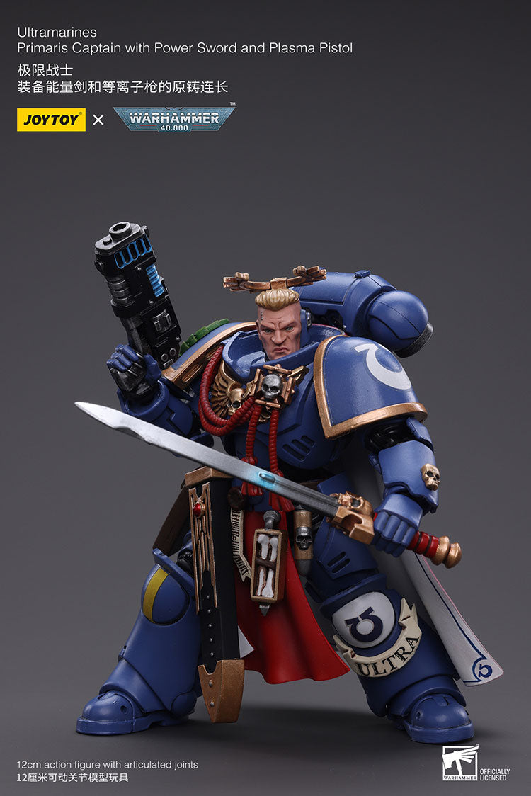 JOYTOY Warhammer 40K Ultramarines Primaris Captain with Power Sword and Plasma Pistol