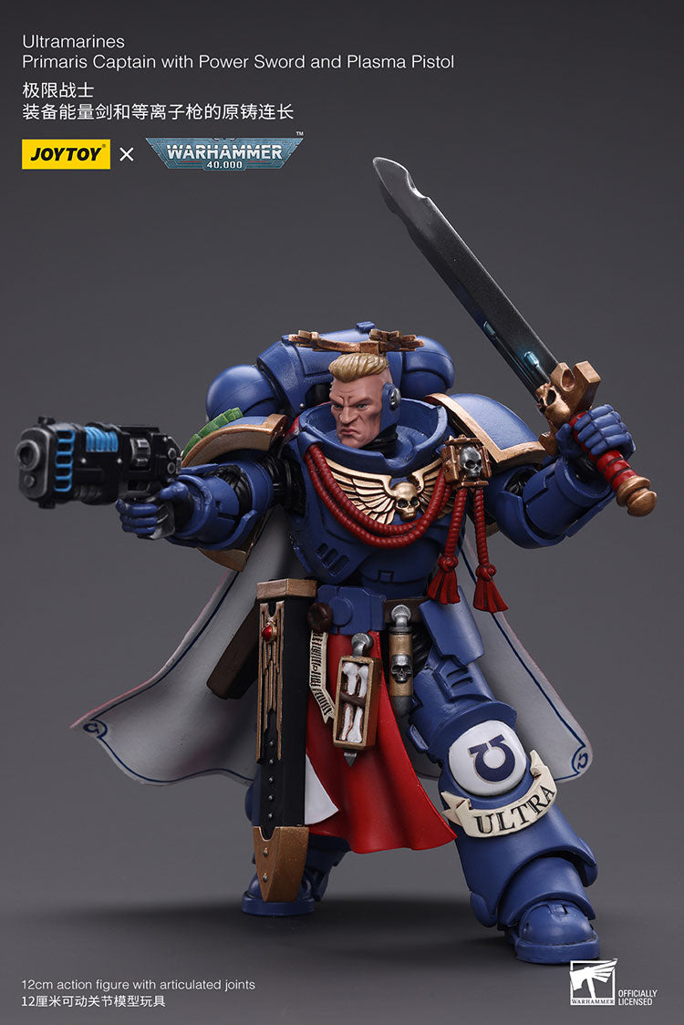 JOYTOY Warhammer 40K Ultramarines Primaris Captain with Power Sword and Plasma Pistol