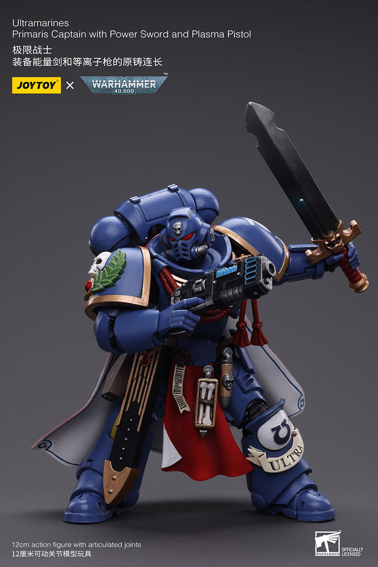 JOYTOY Warhammer 40K Ultramarines Primaris Captain with Power Sword and Plasma Pistol