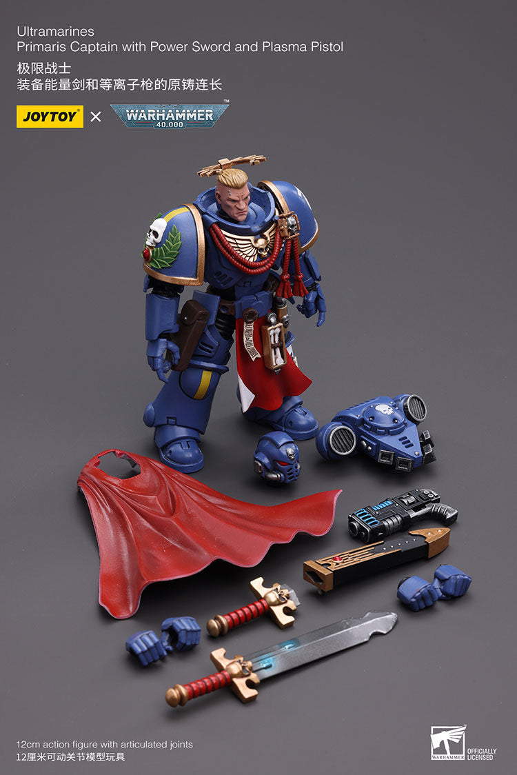 JOYTOY Warhammer 40K Ultramarines Primaris Captain with Power Sword and Plasma Pistol