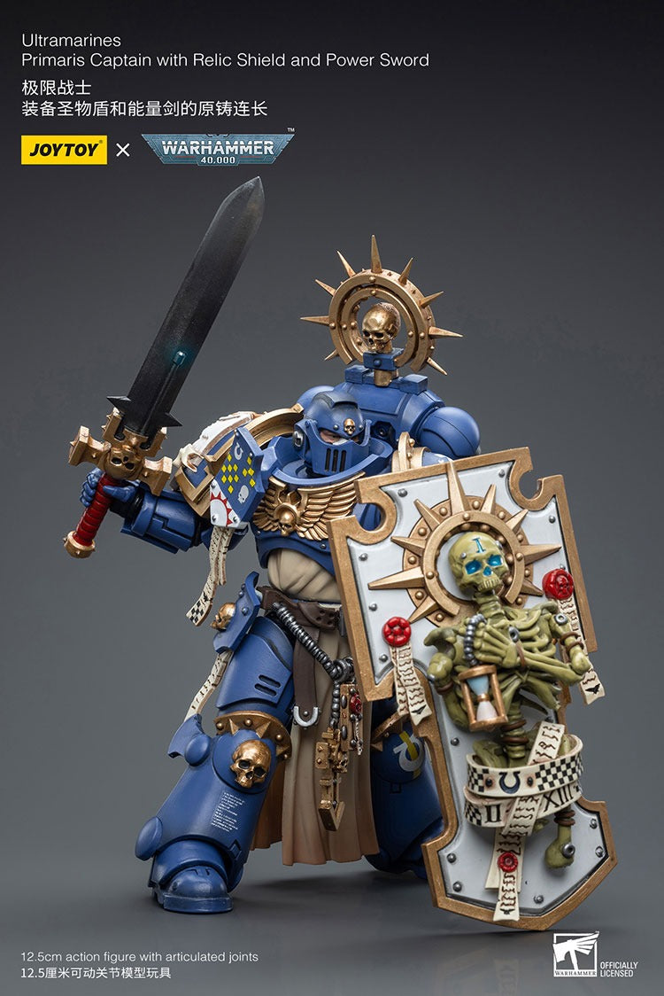 JOYTOY Warhammer 40K Ultramarines Primaris Captain with Relic Shield and Power Sword JT6465