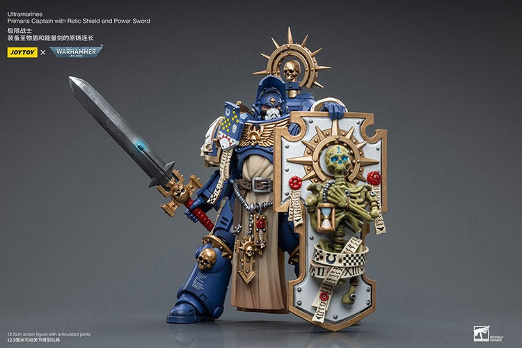 JOYTOY Warhammer 40K Ultramarines Primaris Captain with Relic Shield and Power Sword JT6465