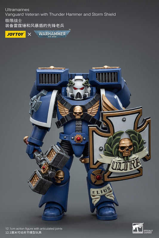 JOYTOY Warhammer 40K Ultramarines Vanguard Veteran with Thunder Hammer and Storm Shield JT8032