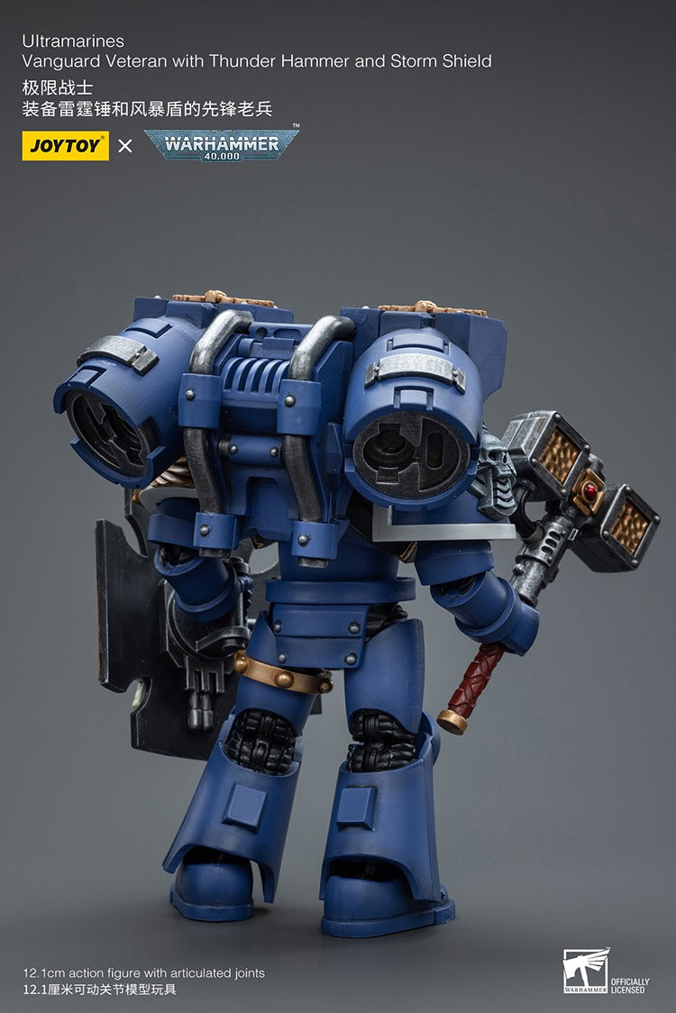 JOYTOY Warhammer 40K Ultramarines Vanguard Veteran with Thunder Hammer and Storm Shield JT8032