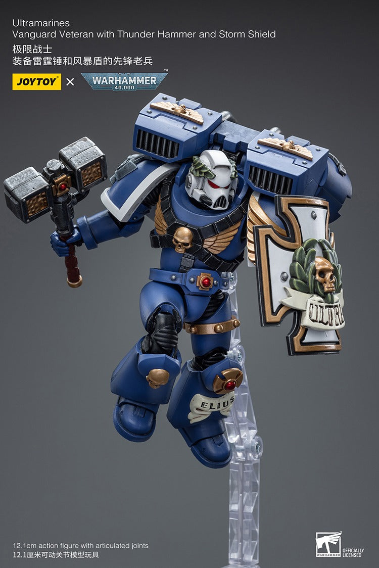 JOYTOY Warhammer 40K Ultramarines Vanguard Veteran with Thunder Hammer and Storm Shield JT8032