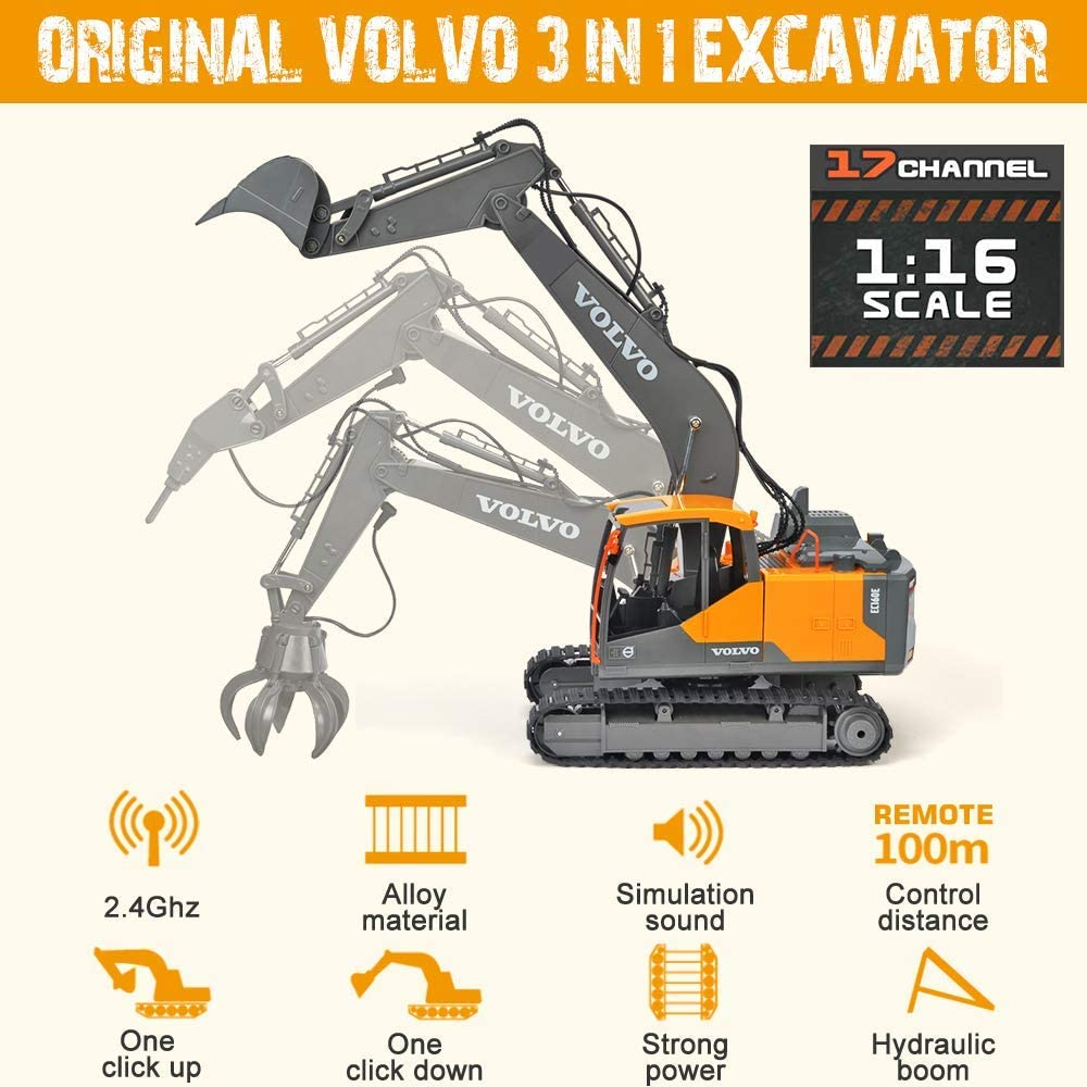 Double E Volvo 3 In 1 Rc Excavator