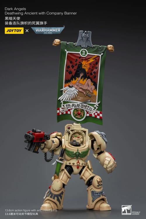 JOYTOY Warhammer 40K Dark Angels Deathwing Ancient with Company Banner JT9176