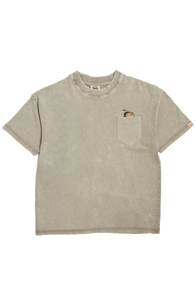 Acid Wash Pocket Tee - Beige Burnt Egg / 2XS