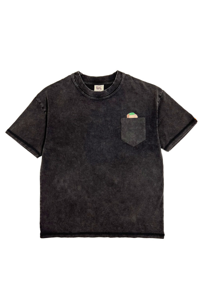 Acid Wash Pocket Tee - Black MG Garlic Butter / 3XS