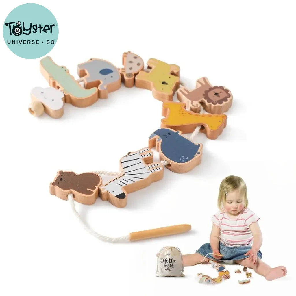 Baby Animal Threading Toys Wooden Stacking