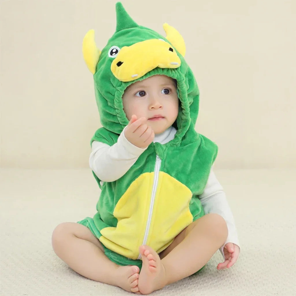 Baby Onesie Animal Costume Winter Flannel Jumpsuit V1 Coffee / 2-5 Months(70)