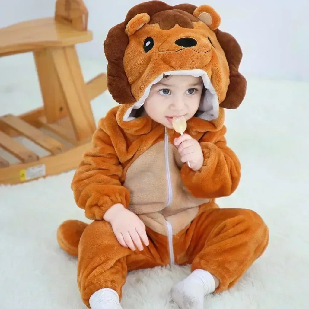 Baby Onesie Animal Costume Winter Flannel Jumpsuit V2 Lion / 30-36 Months(120)