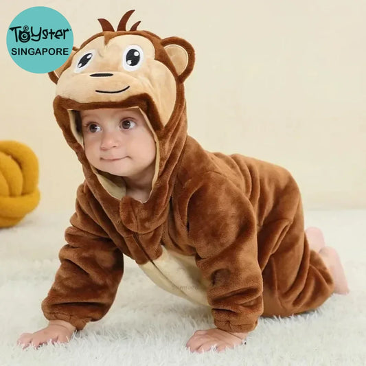 Baby Onesie Animal Costume Winter Flannel Jumpsuit V2 Monkey / 18-24 Months(100)