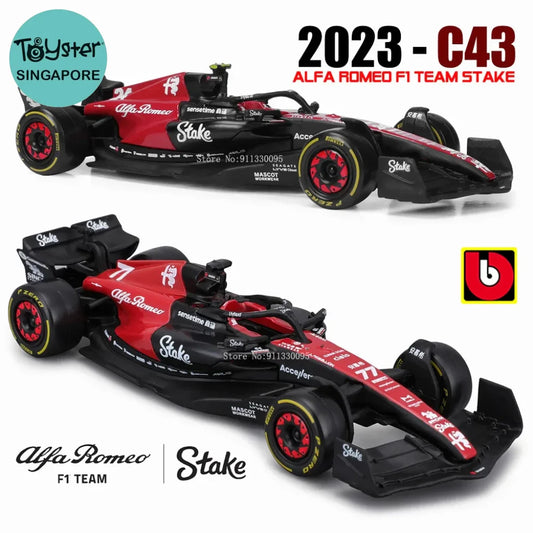 Bburago 1:43 Alfa Romeo F1 Team Stake 2023 C43 #24 Zhou Guanyu #77 Valtteri Bottas Alloy Car Die