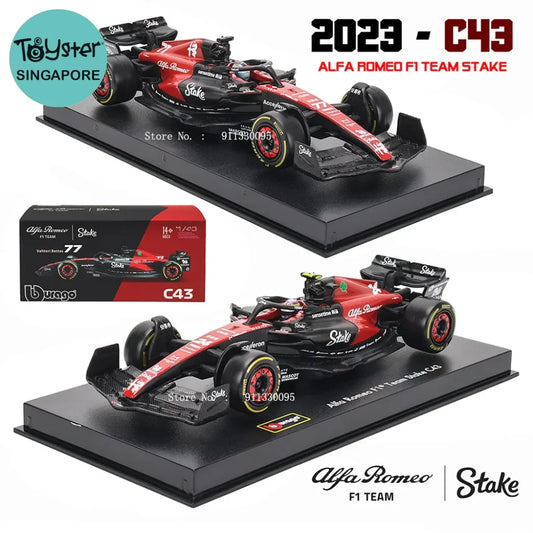 Bburago 1:43 F1 2023 24# Zhou Guanyu Alfa Romeo Team Stake C43 77# Valtteri Bottas Alloy Car Die