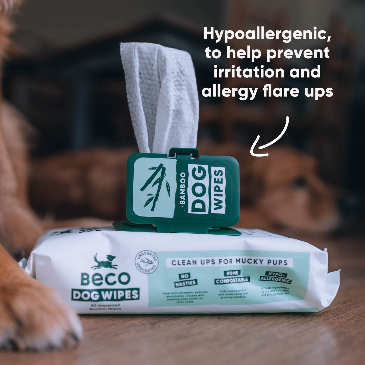 Beco Bamboo Dog Wipes, Unscented