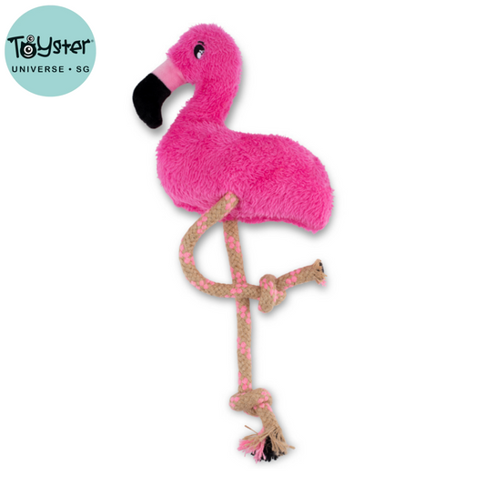 Beco Dog Toy Flamingo – Squeaky Rope Legs Made from Recycled Materials - Dog Toys