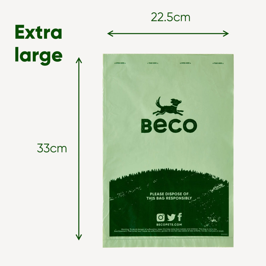 Beco Poop Bags Unscented – Big Strong Leak-Proof Made from 100% Recycled Plastic