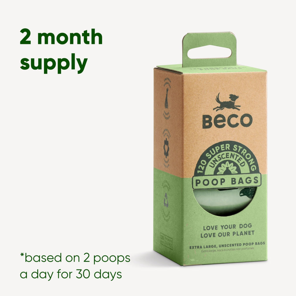 Beco Poop Bags Unscented – Big Strong Leak-Proof Made from 100% Recycled Plastic - 270pcs