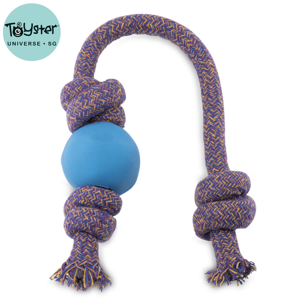 Beco Rubber Ball on Rope Blue - Dog Toys