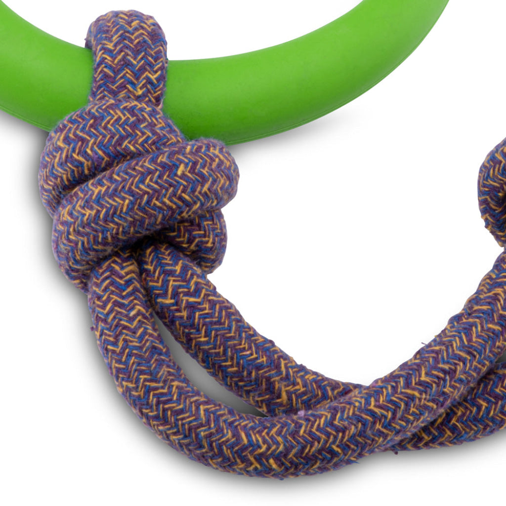 Beco Rubber Hoop on Rope Green - Dog Toys