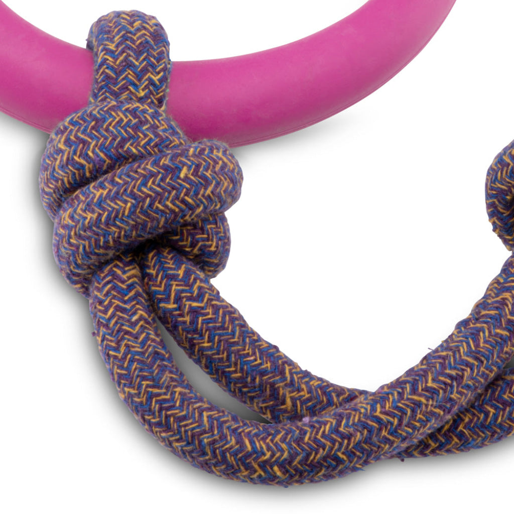 Beco Rubber Hoop on Rope Pink - Dog Toys