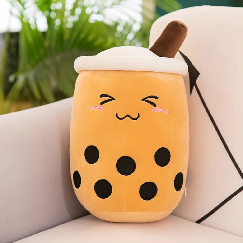 Bubble Tea Boba Plushie - brown close eyes AX / about 32-35cm