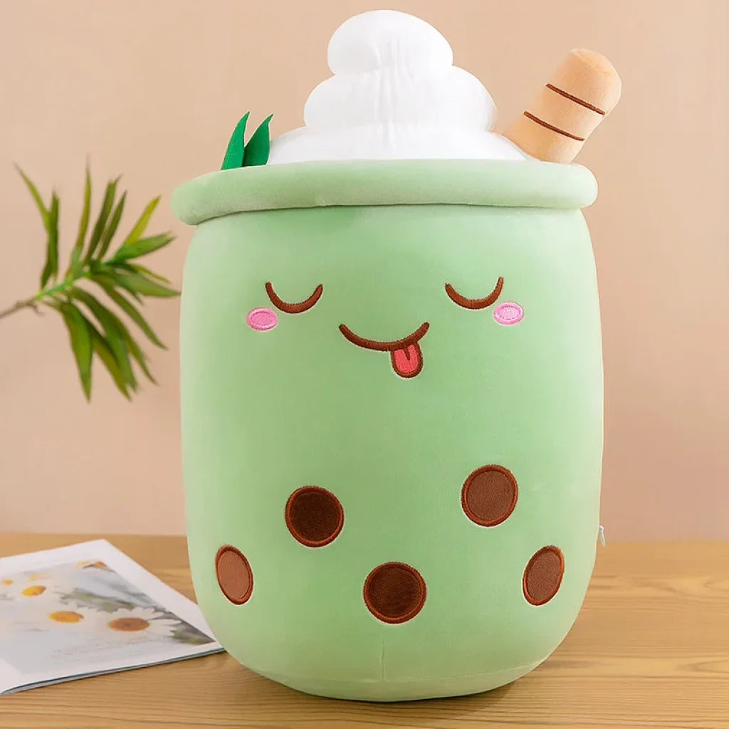 Bubble Tea Boba Plushie - green cartoon AX / about 32-35cm