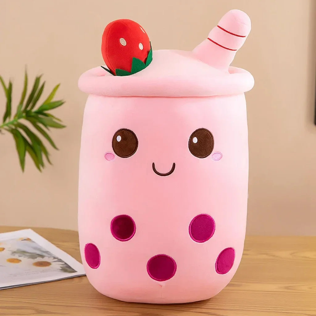 Bubble Tea Boba Plushie - pink cartoon AX / about 32-35cm