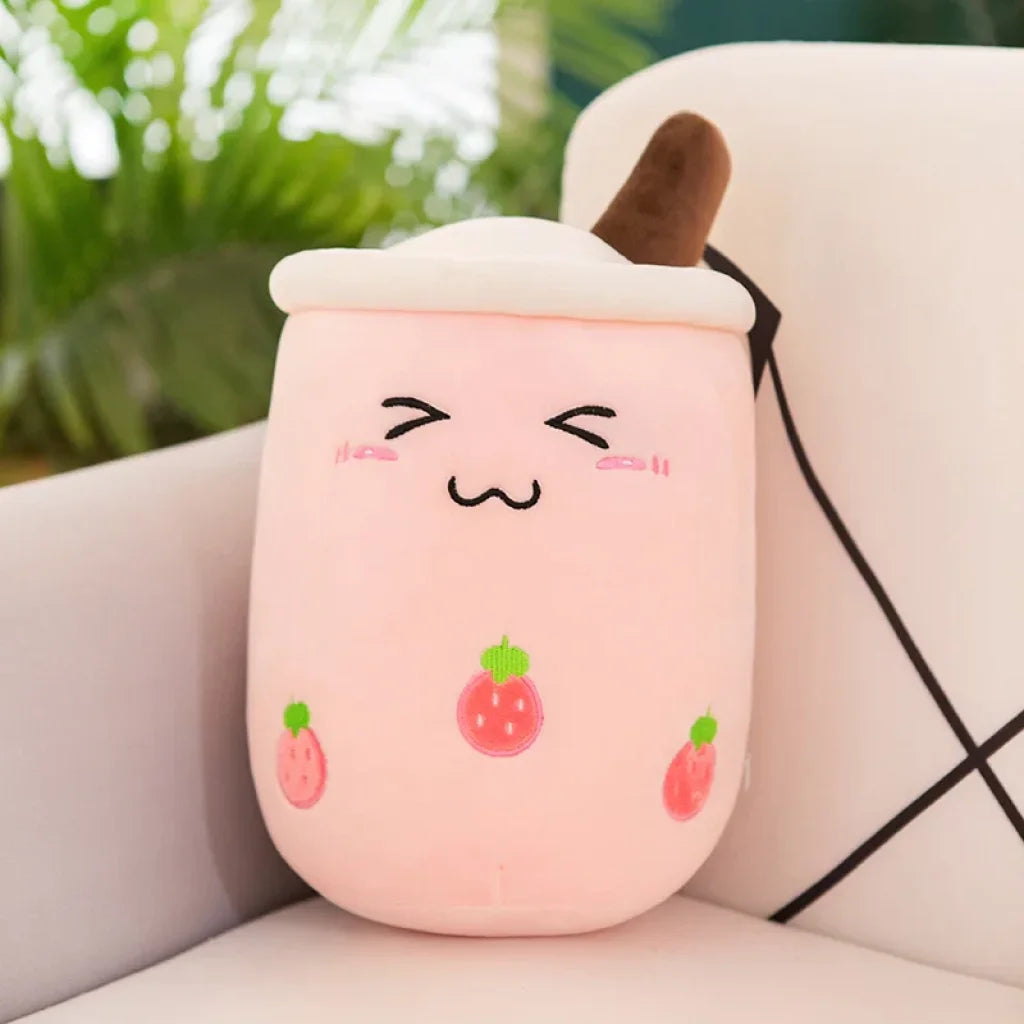 Bubble Tea Boba Plushie - pink close eyes AX / about 32-35cm
