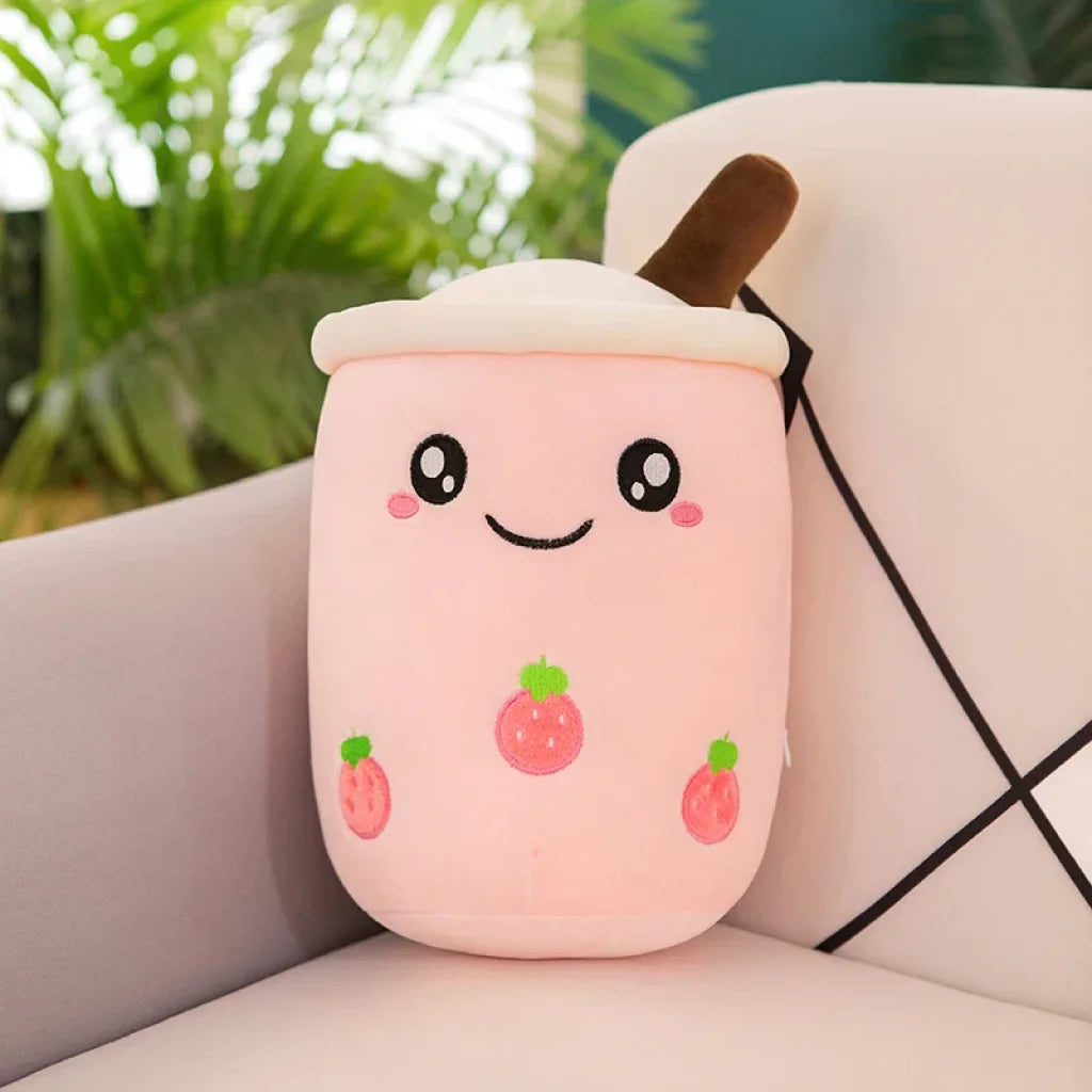 Bubble Tea Boba Plushie - pink open AX / about 32-35cm