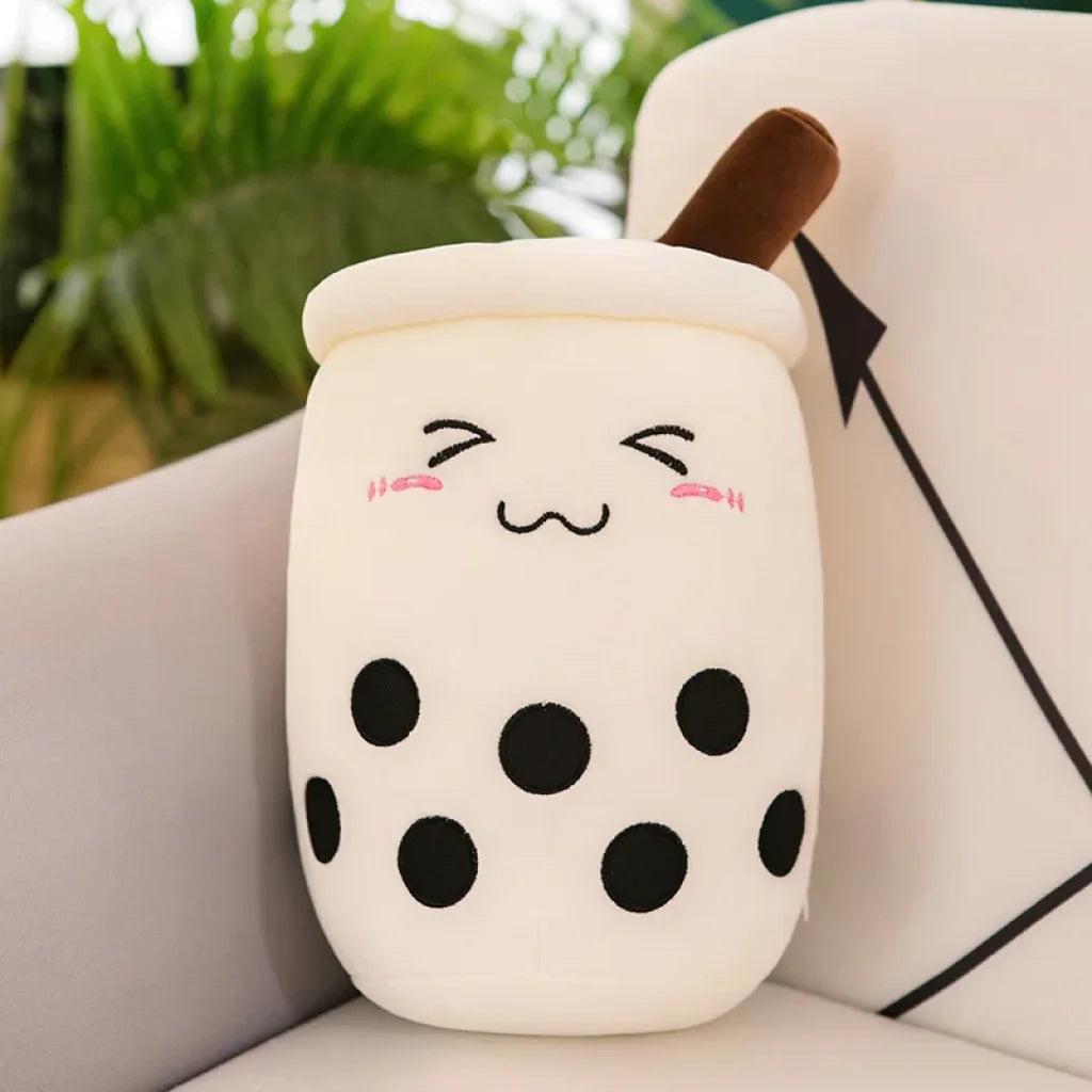 Bubble Tea Boba Plushie - white close eyes AX / about 32-35cm