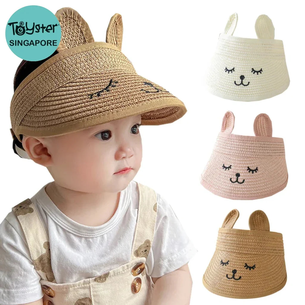 Bunny Baby Hat Summer Straw Folding Visor