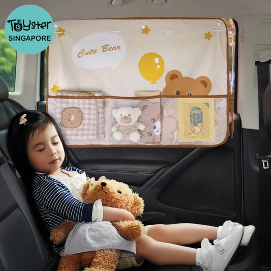 Bunny Bear Car Sunshade Cover With Pockets 50*70Cm