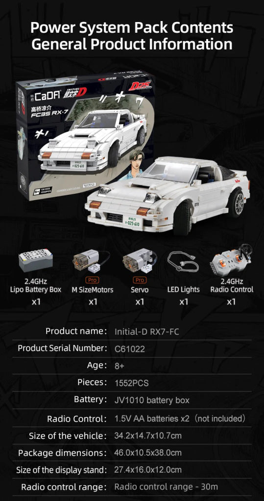 Cada Initial D 1: 12 Mazda Rx-7 Fc3S C61022W - Non-Motorized