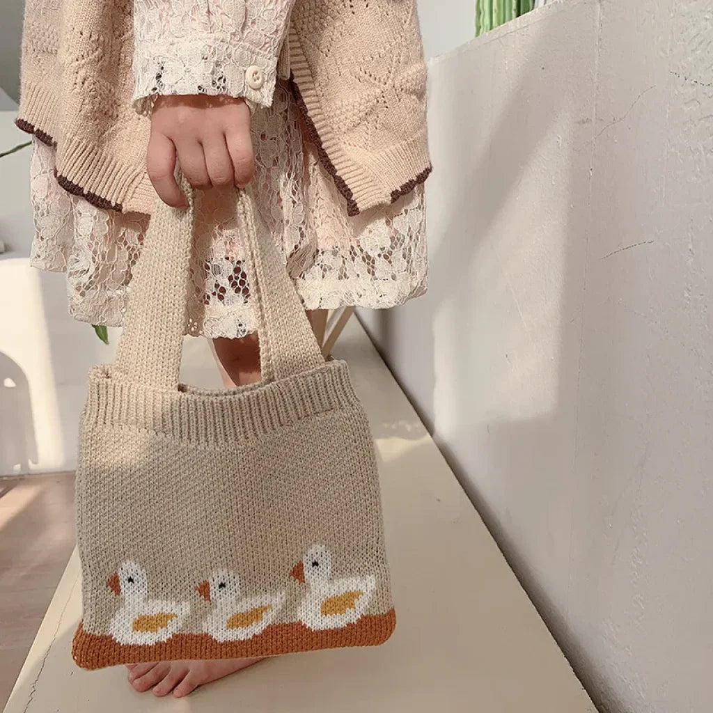 Cartoon Kids Knitted Autumn Winter Handbags