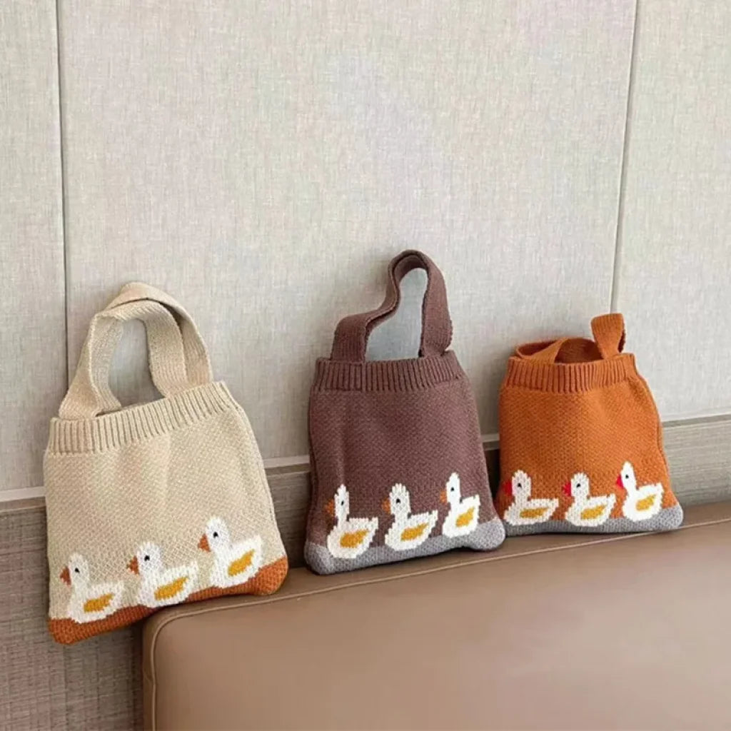 Cartoon Kids Knitted Autumn Winter Handbags