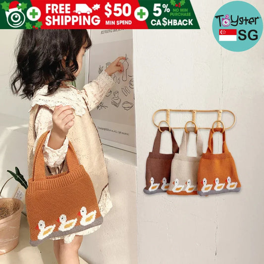 Cartoon Kids Knitted Autumn Winter Handbags