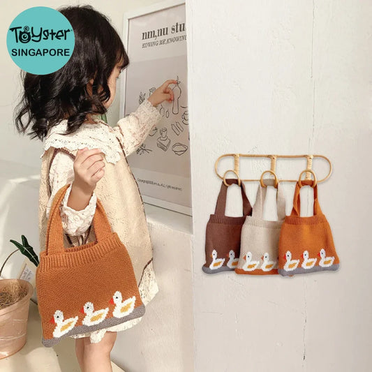 Cartoon Kids Knitted Autumn Winter Handbags