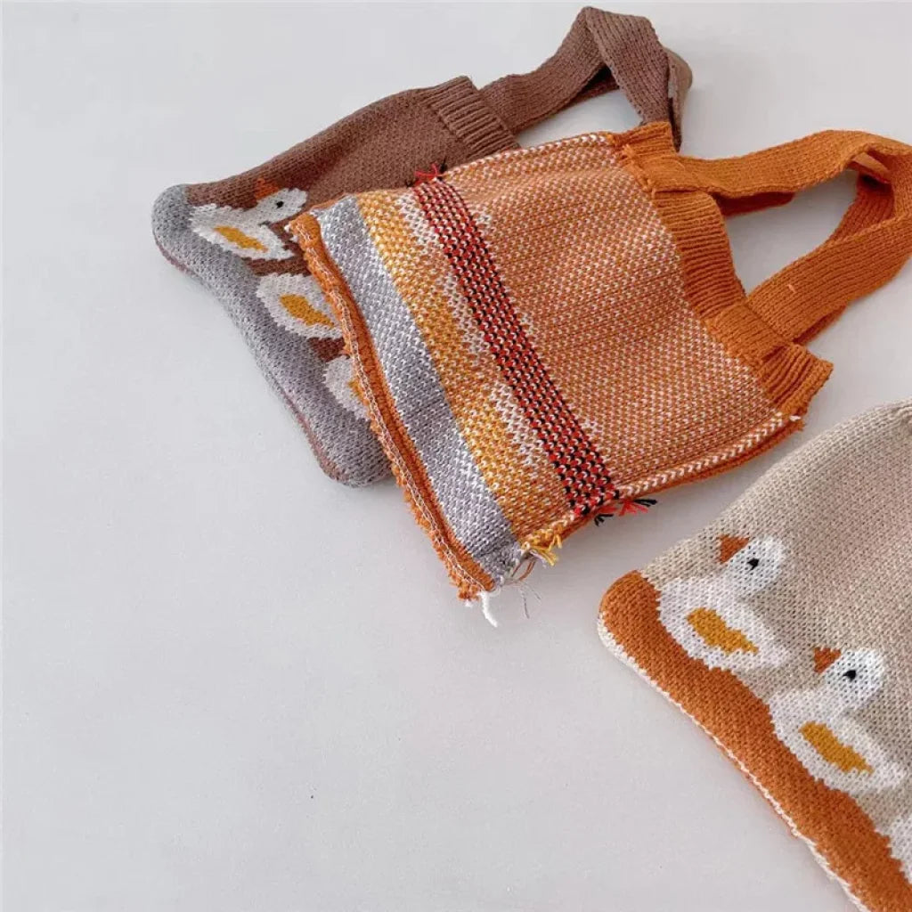 Cartoon Kids Knitted Autumn Winter Handbags