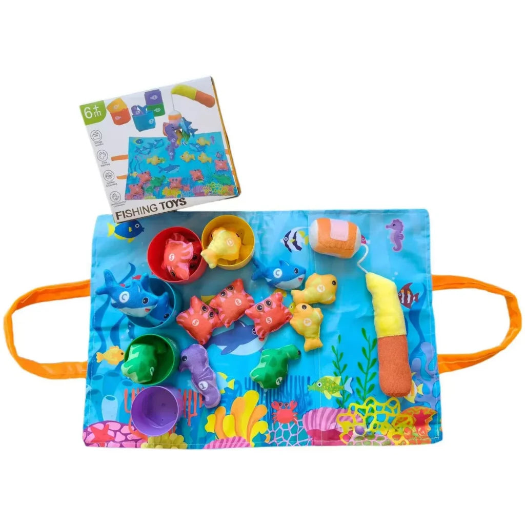 Cloth Fishing Game with Stacking Cups - B