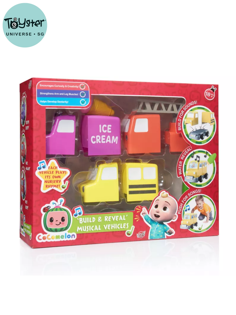 Cocomelon Build & Reveal Musical Vehicles Reading Toys