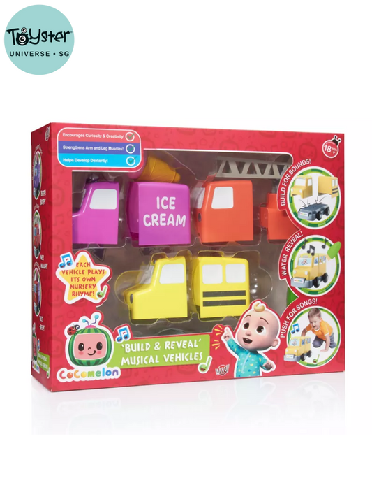 Cocomelon Build & Reveal Musical Vehicles Reading Toys