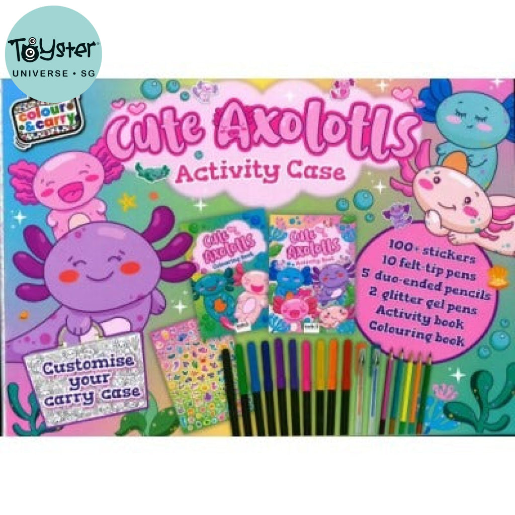 Colour And Carry Activity Kit 7 Cute Axolotl Case Bookoli