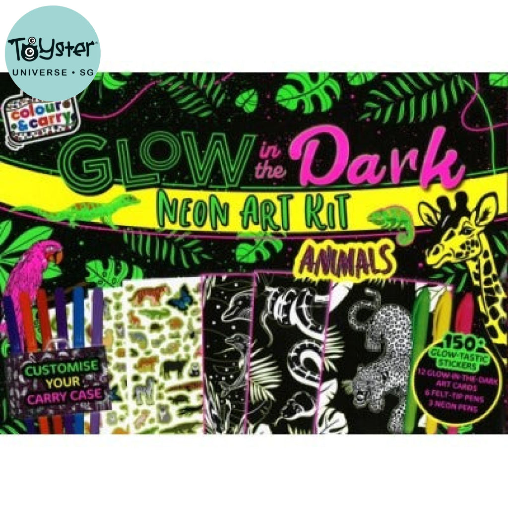 Colour And Carry Activity Kit 7 Glow In The Dark Animals Case Bookoli