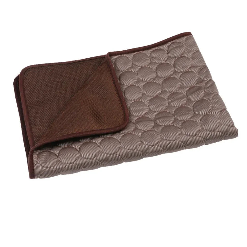 Cooling Summer Pad Mat For Pets Washable - mesh cloth coffee / L 70x55 cm