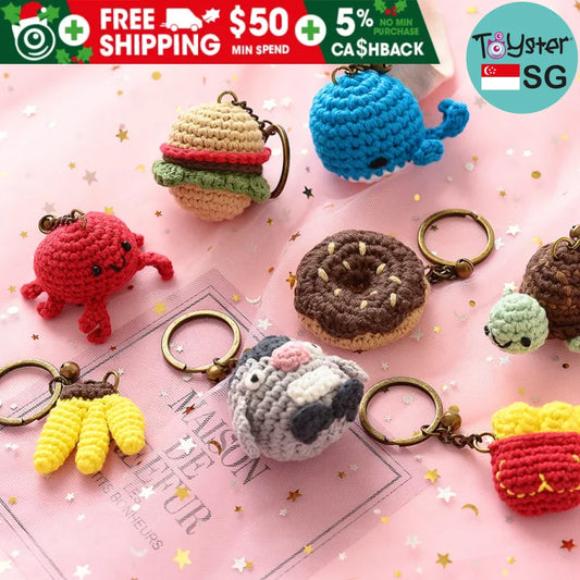 Crochet Hamburger Donut Animal Keyrings