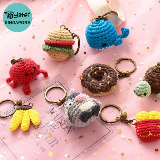 Crochet Hamburger Donut Animal Keyrings