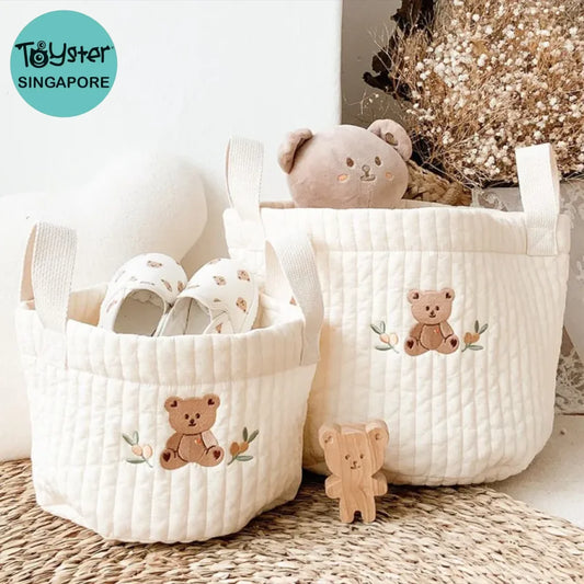 Cute Bear Embroidery Diaper Organizer