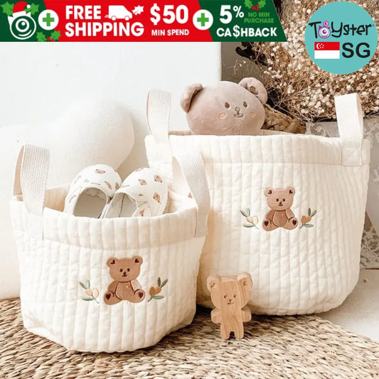 Cute Bear Embroidery Diaper Organizer